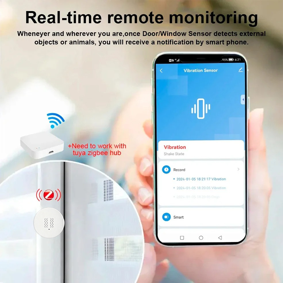 Tuya ZigBee Sensor Getaran & K - Home Security Alarm System ulasan dan harga